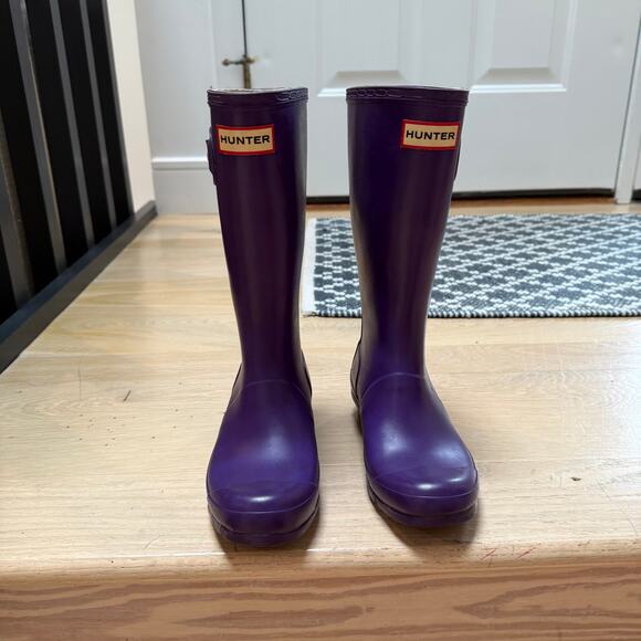 Kids Hunter Rain Boots Purple Wellies US 3M/4F /UK 2 Waterproof Shoes - Picture 1 of 11